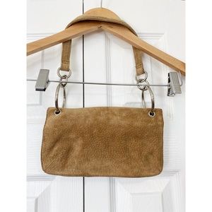 Wilson’s Leather tan suede clutch bag magnetic closure y2k
